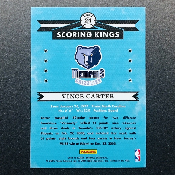 Vince Carter - 2014-15 Donruss Scoring Kings #21 - Picture 2 of 2